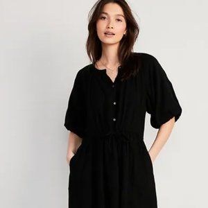 Old Navy Waist-Defined Puff-Sleeve Mini Poet Dress for Women Sz S NWT